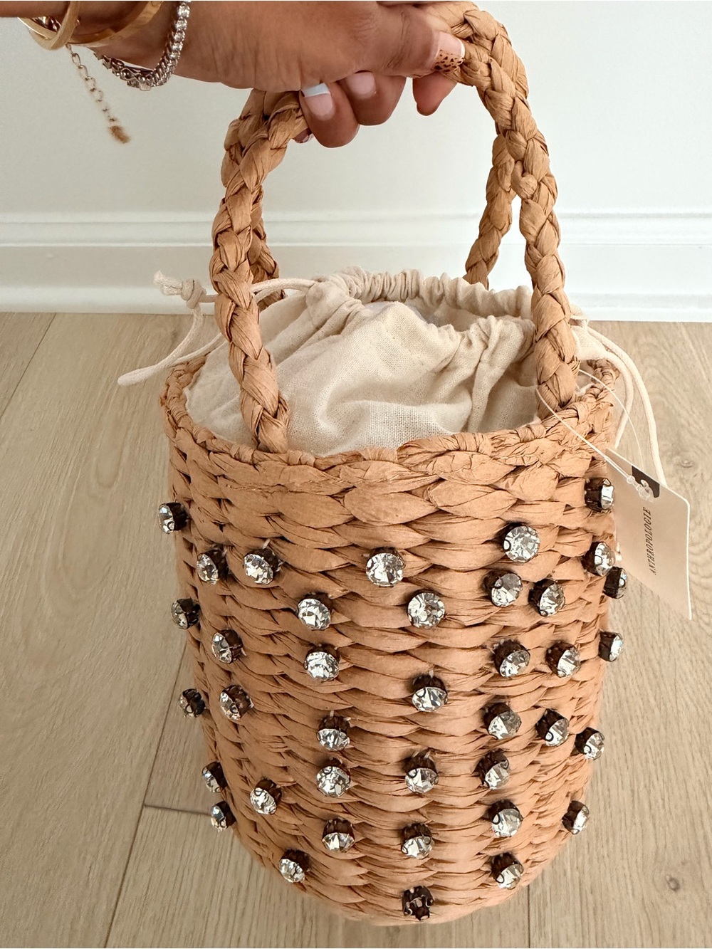 Anthropologie Straw  Bucket Bag in Tan